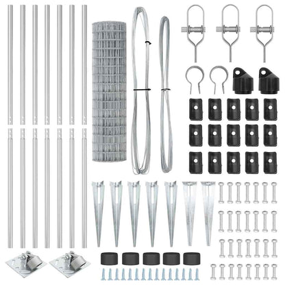Fence with Posts Silver 1.2 x 10 m Steel
