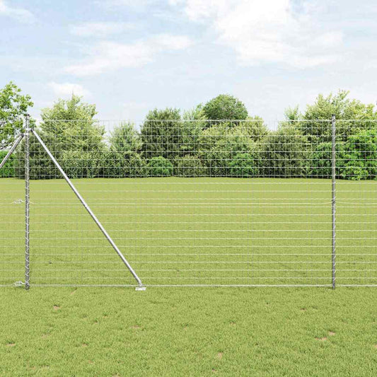 Fence with Posts Silver 1.5 x 10 m Steel