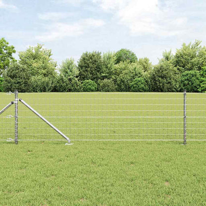 Fence with Posts Silver 0.4 x 10 m Steel