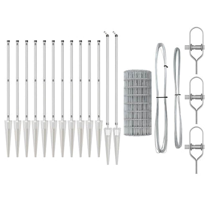 Fence with Posts Silver 0.4 x 10 m Steel