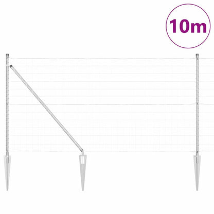 Fence with Posts Silver 1 x 10 m Steel