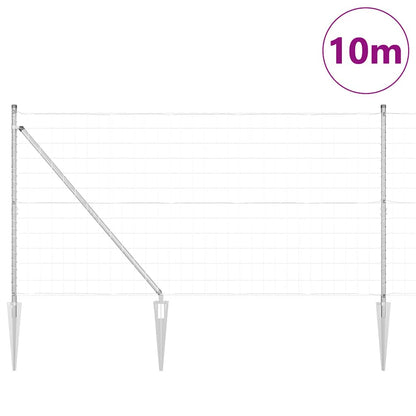Fence with Posts Silver 1.2 x 10 m Steel