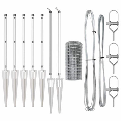 Fence with Posts Silver 0.4 x 10 m Steel