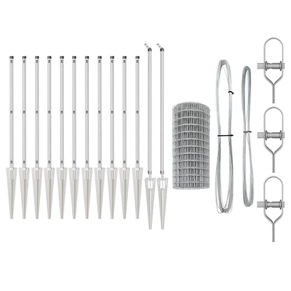 Fence with Posts Silver 0.6 x 25 m Steel