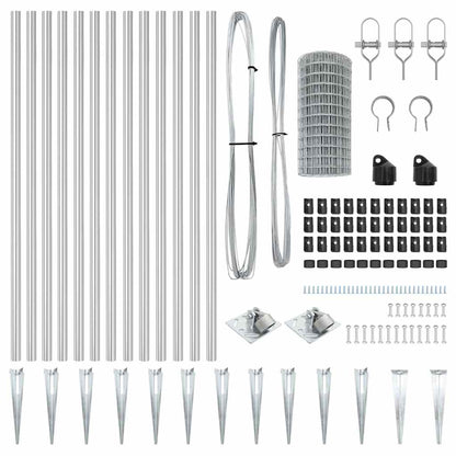 Fence with Posts Silver 0.6 x 25 m Steel