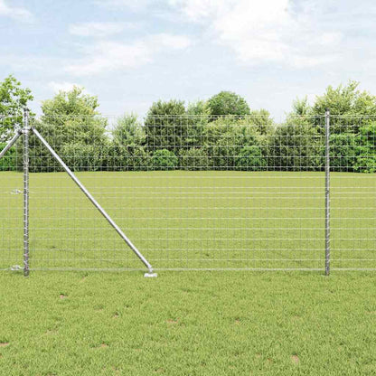 Fence with Posts Silver 1 x 25 m Steel