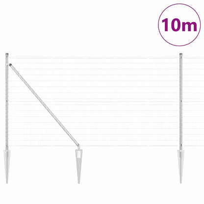 Fence with Posts Silver 1 x 25 m Steel