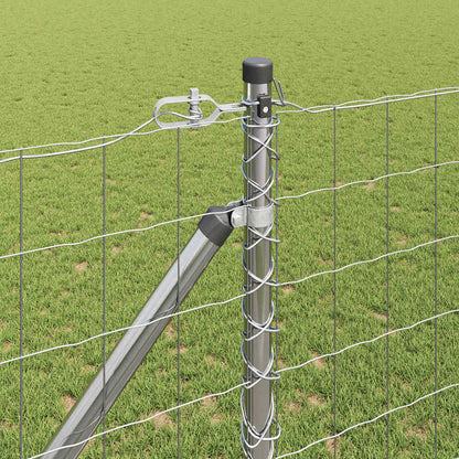 Fence with Posts Silver 1.2 x 25 m Steel