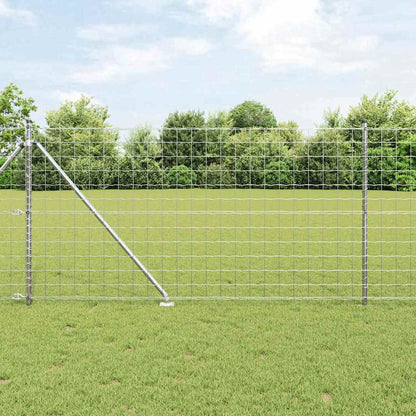Fence with Posts Silver 1 x 25 m Steel