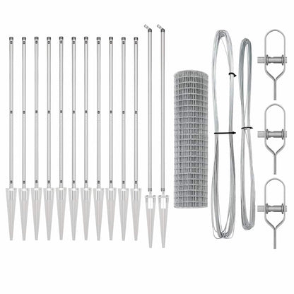 Fence with Posts Silver 1.2 x 25 m Steel