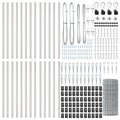 Fence with Posts Silver 0.4 x 50 m Steel