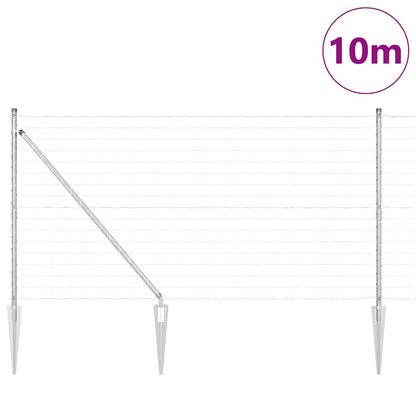Fence with Posts Silver 1.2 x 10 m Steel