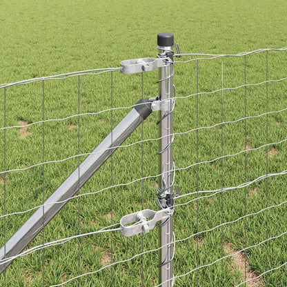 Fence with Posts Silver 1 x 25 m Steel