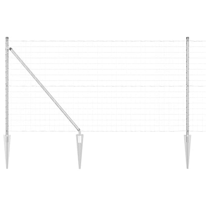Fence with Posts Silver 1 x 25 m Steel