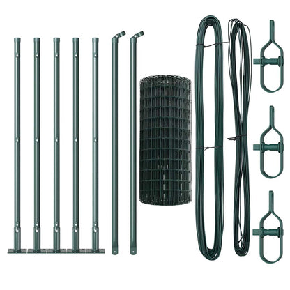 Fence with Posts Green 0.6 x 10 m Steel