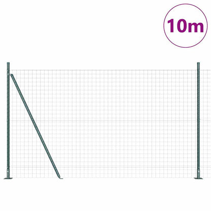 Fence with Posts Green 1.5 x 10 m Steel