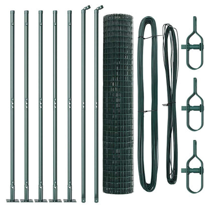 Fence with Posts Green 1.6 x 10 m Steel