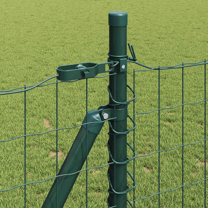 Fence with Posts Green 1 x 10 m Steel