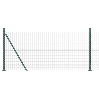 Fence with Posts Green 1 x 10 m Steel