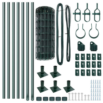 Fence with Posts Green 0.4 x 10 m Steel