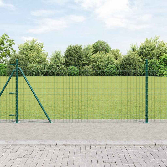 Fence with Posts Green 0.8 x 10 m Steel