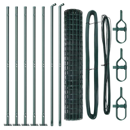 Fence with Posts Green 1.4 x 10 m Steel