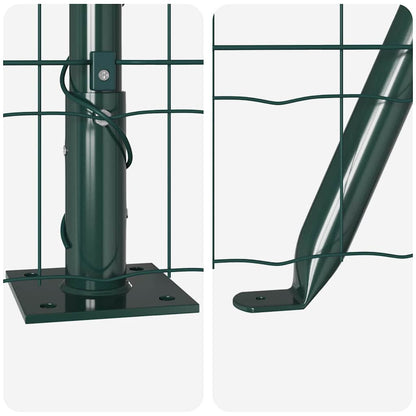 Fence with Posts Green 1.6 x 10 m Steel