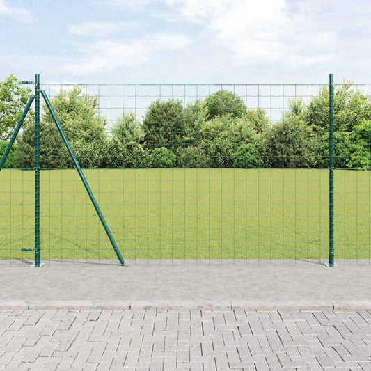 Fence with Posts Green 1.6 x 10 m Steel