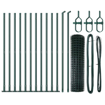 Fence with Posts Green 0.8 x 25 m Steel