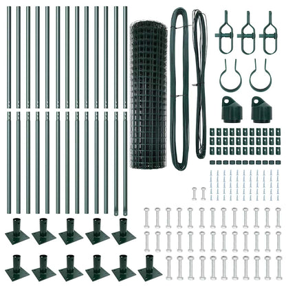 Fence with Posts Green 0.8 x 25 m Steel