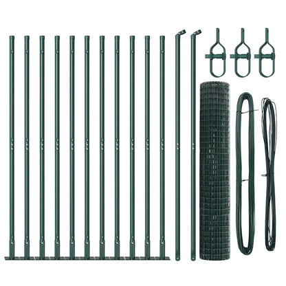 Fence with Posts Green 1.2 x 25 m Steel