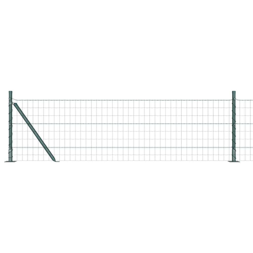 Fence with Posts Green 0.6 x 25 m Steel
