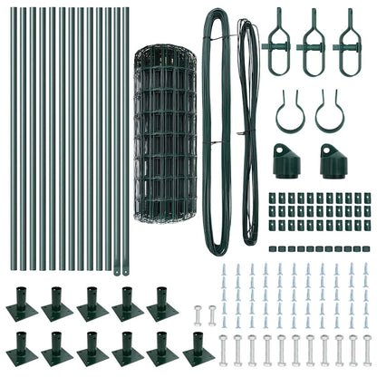 Fence with Posts Green 0.6 x 25 m Steel