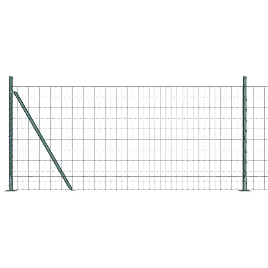 Fence with Posts Green 0.8 x 25 m Steel