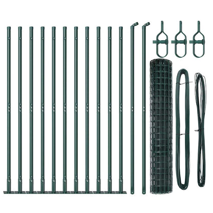 Fence with Posts Green 1.2 x 25 m Steel