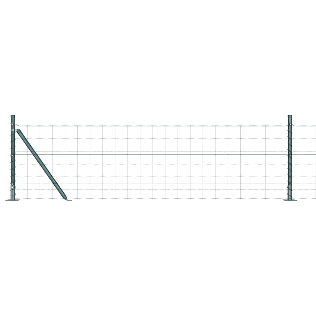 Fence with Posts Green 0.6 x 25 m Steel