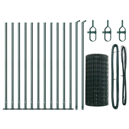 Fence with Posts Green 0.6 x 25 m Steel