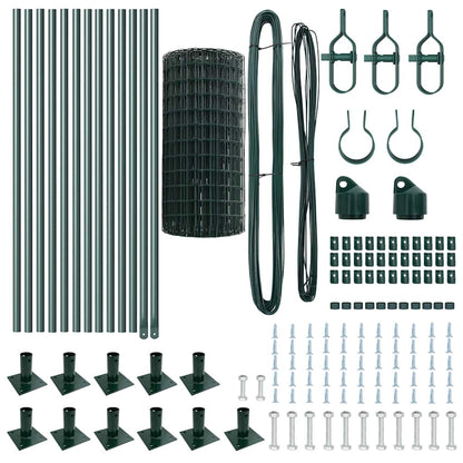 Fence with Posts Green 0.6 x 25 m Steel