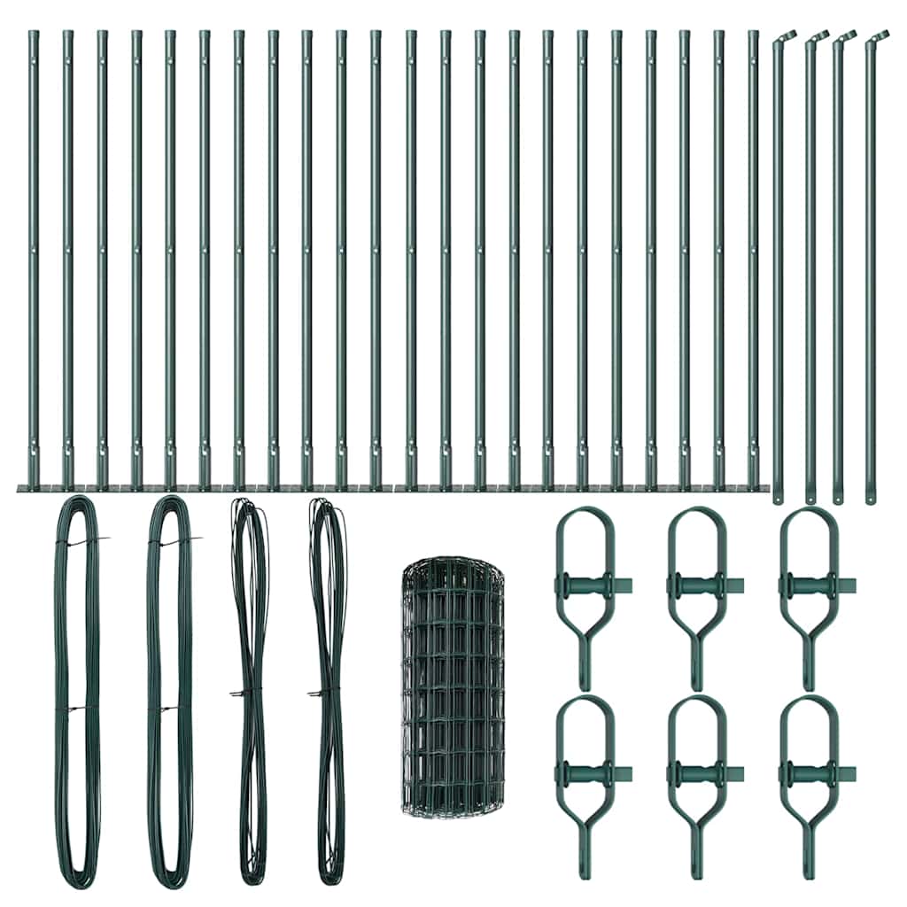 Fence with Posts Green 0.4 x 50 m Steel