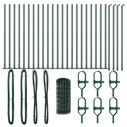 Fence with Posts Green 0.4 x 50 m Steel