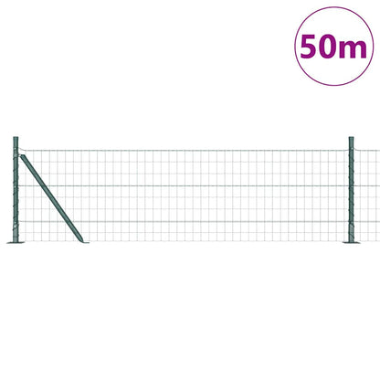 Fence with Posts Green 0.4 x 50 m Steel