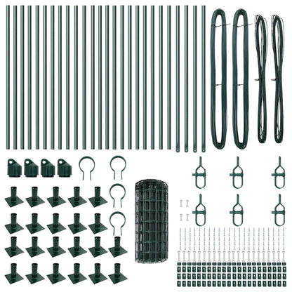 Fence with Posts Green 0.6 x 50 m Steel