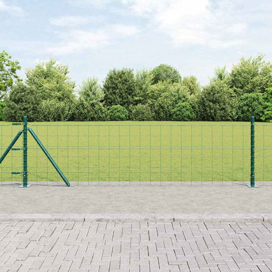 Fence with Posts Green 0.4 x 50 m Steel