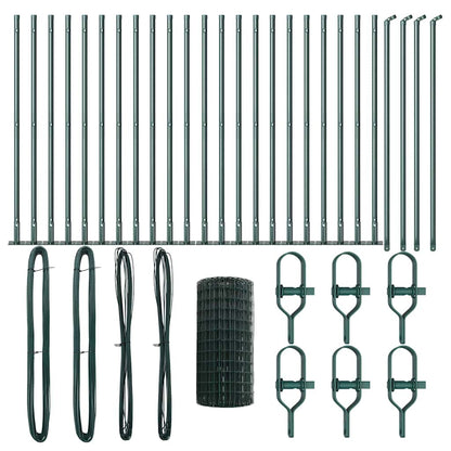 Fence with Posts Green 0.4 x 50 m Steel
