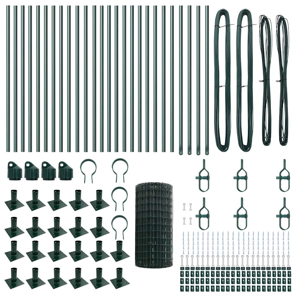 Fence with Posts Green 0.4 x 50 m Steel