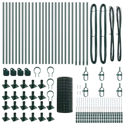 Fence with Posts Green 0.4 x 50 m Steel