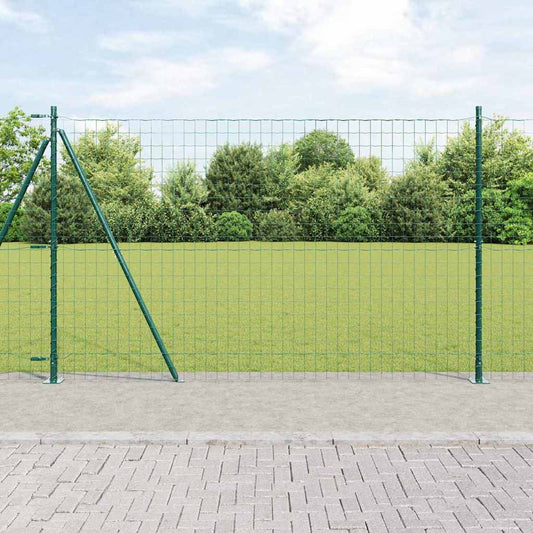 Fence with Posts Green 1.6 x 10 m Steel