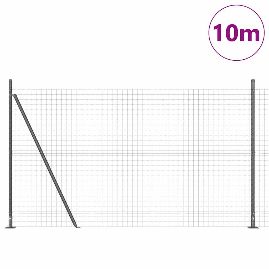 Fence with Posts Grey 1.6 x 10 m Steel