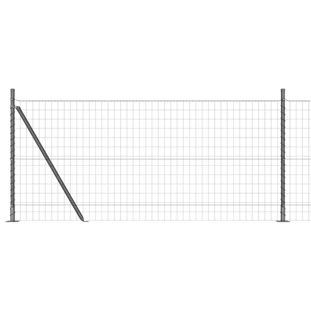 Fence with Posts Grey 0.8 x 10 m Steel