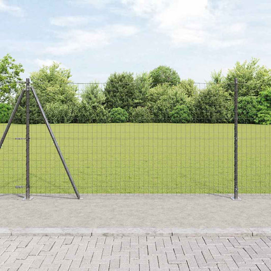 Fence with Posts Grey 1.2 x 10 m Steel